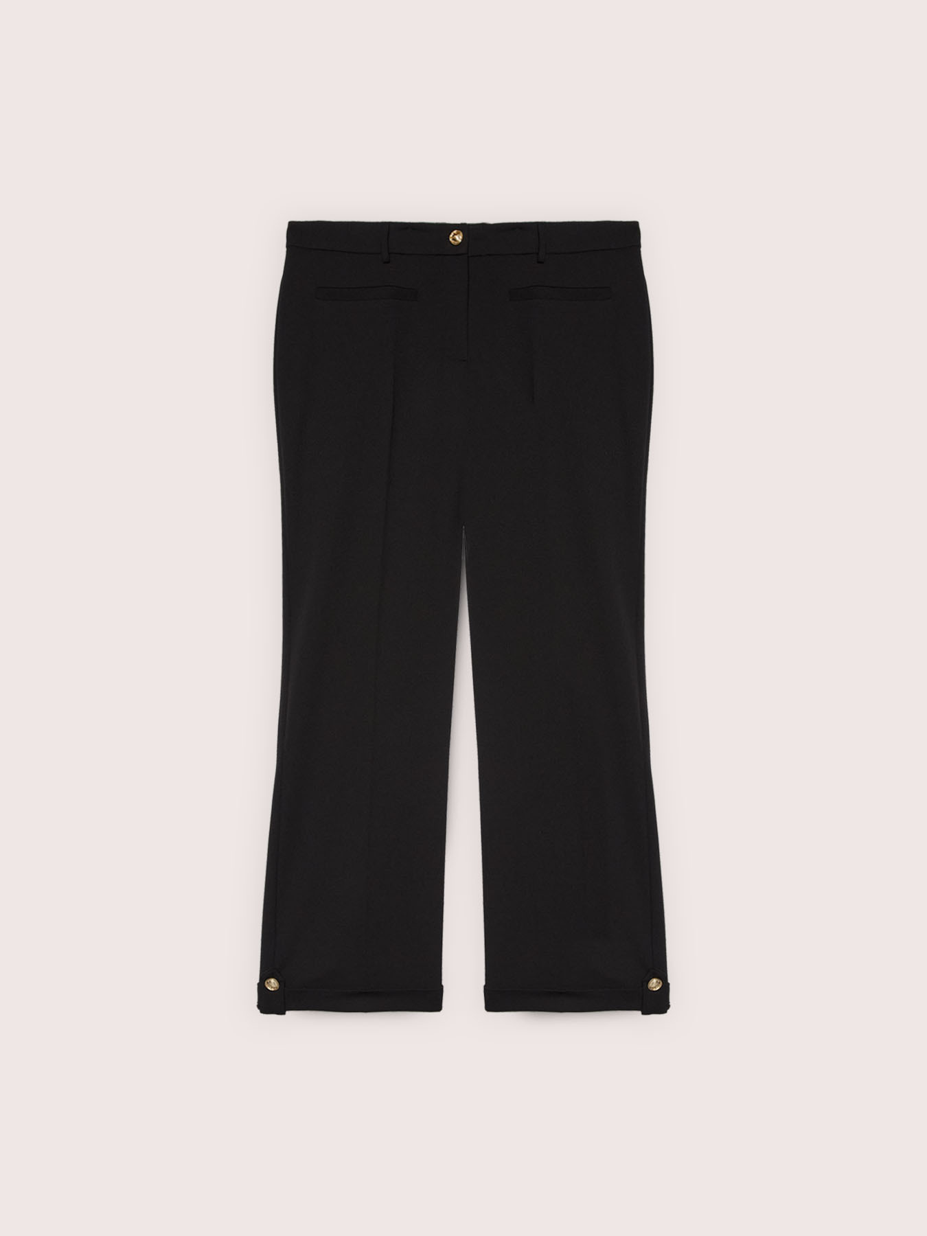 Pantalones cropped con dobladillo y bot&oacute;n image number 5