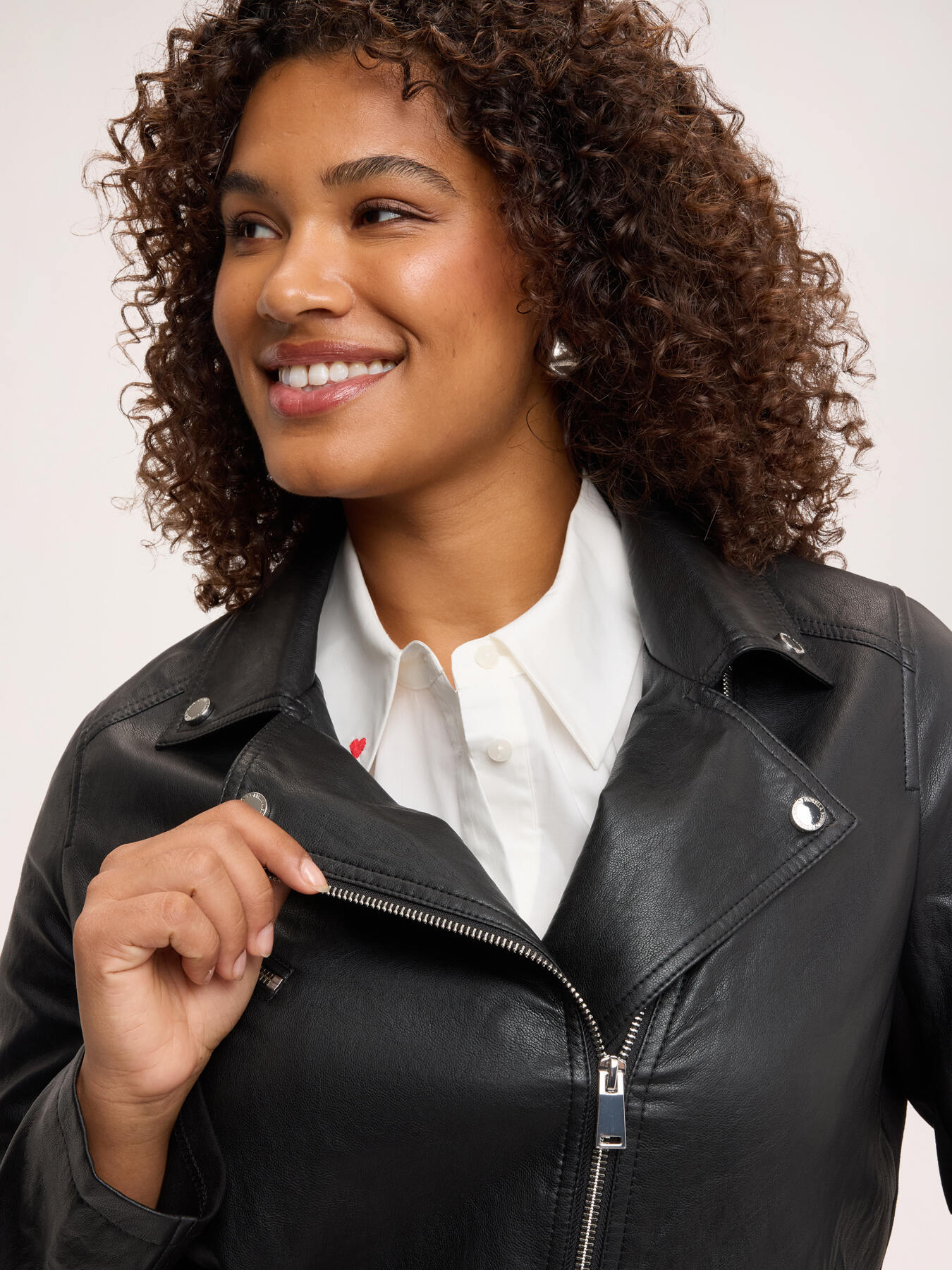 Biker jacket with asymmetrical zip image number 3