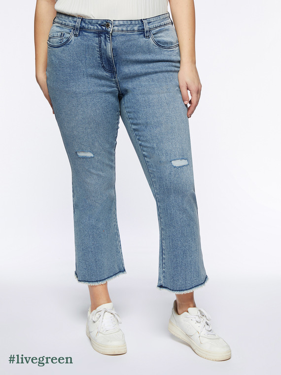 Fiorella Rubino - Jeans kick flare con strappi Donna, Azzurro Taglia: 45 (54 IT)