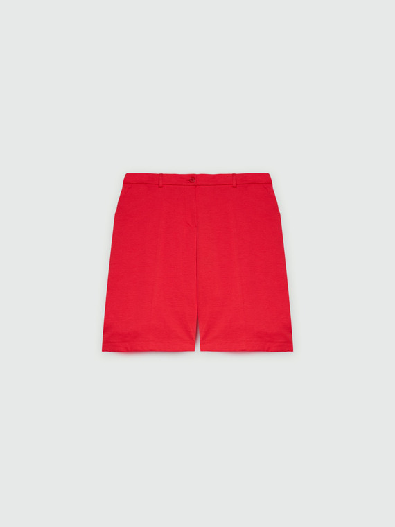 Fiorella Rubino - Pantaloni corti in punto Milano Donna, Rosso Taglia: XS (44-46 IT)