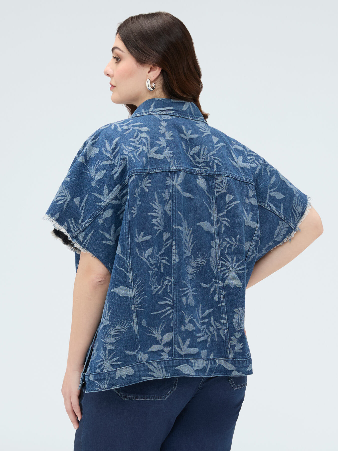 Camisa de denim con motivo jacquard foliage image number 1