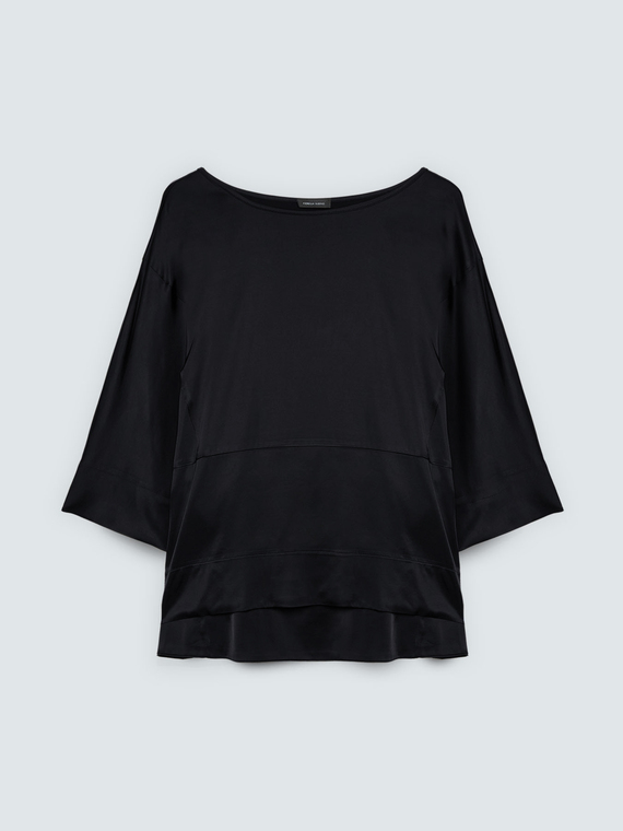 Satin blouse with boat neckline