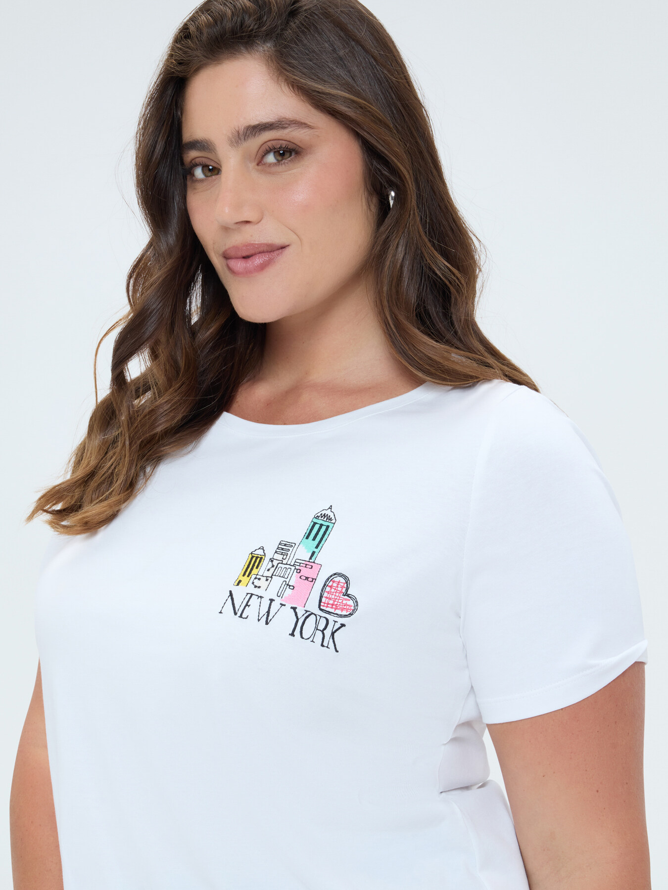 T-Shirt aus Jersey mit New York Stickerei image number 3