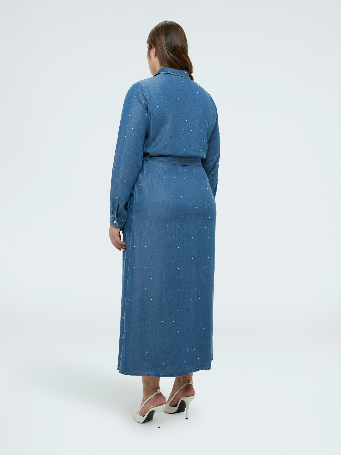 POWER denim dress with light spots image number 1
