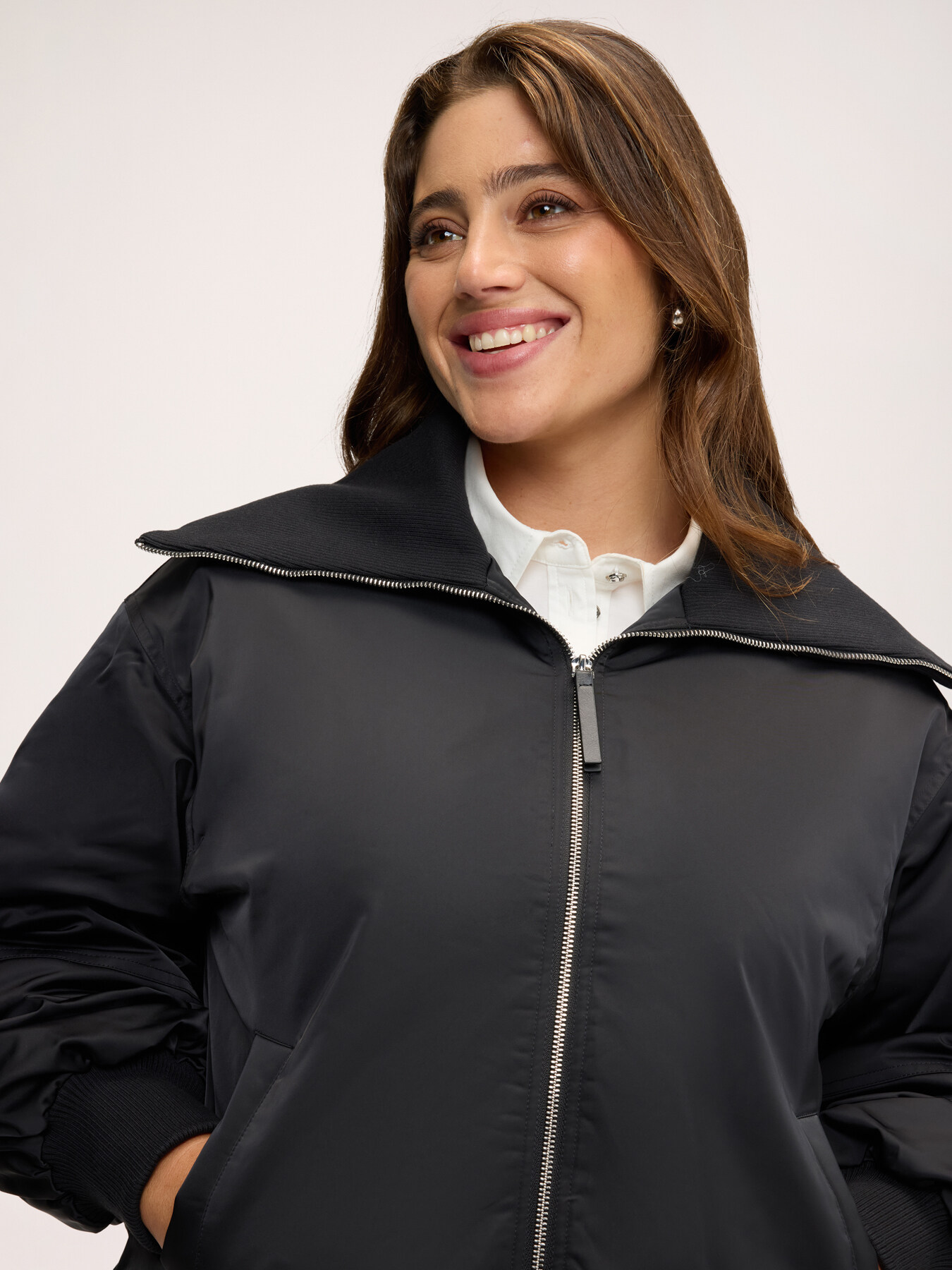 High-neck bomber jacket image number 3