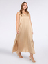 Long dress in stretch satin with V-neck image number 0