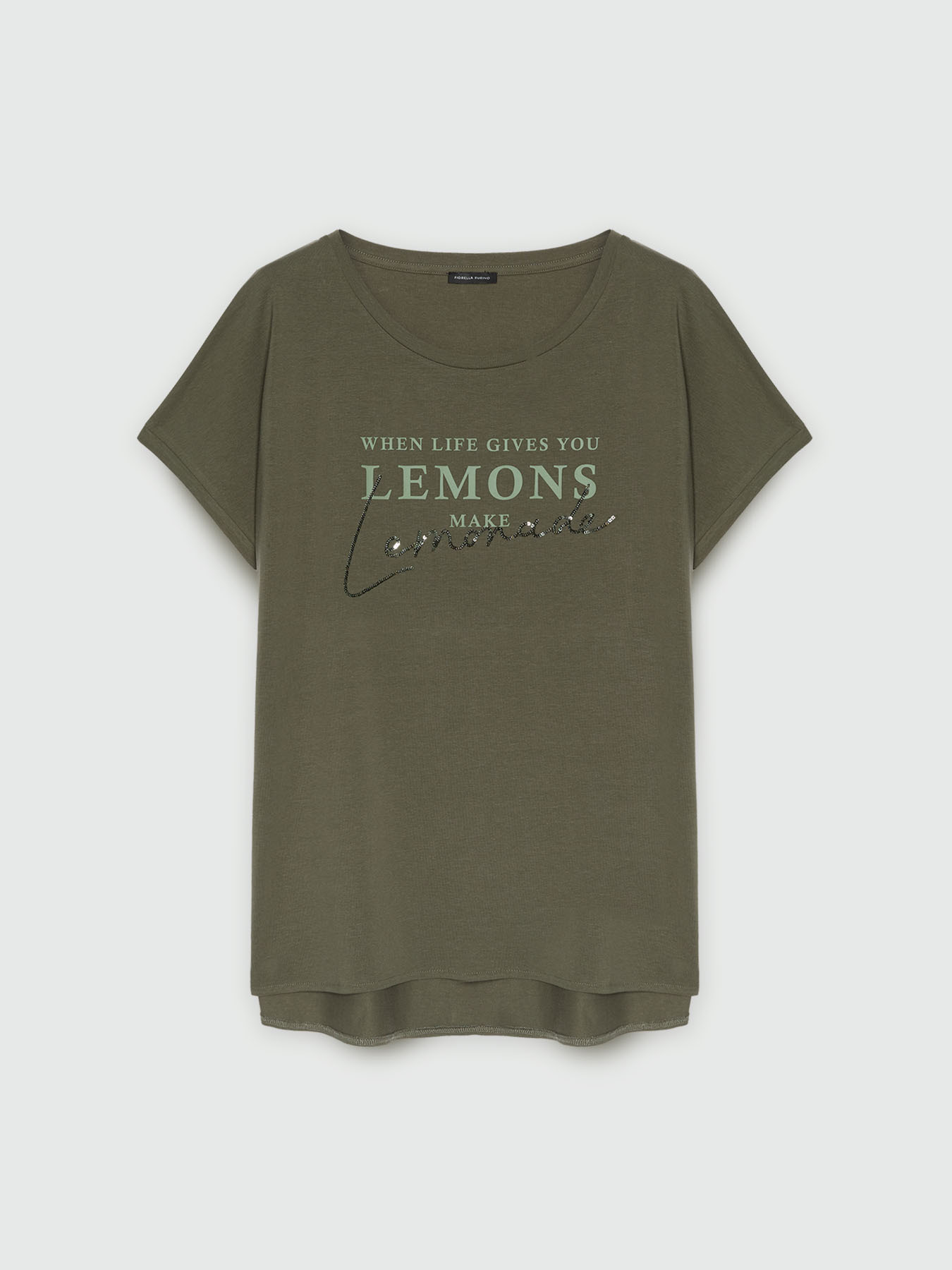 T-shirt con scritta e ricamo image number 4