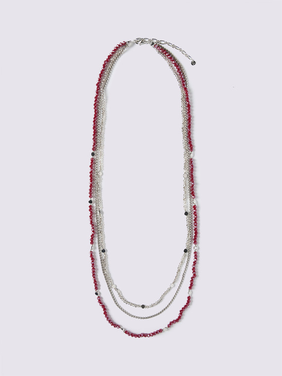 Multi-strand necklace with beads and chain