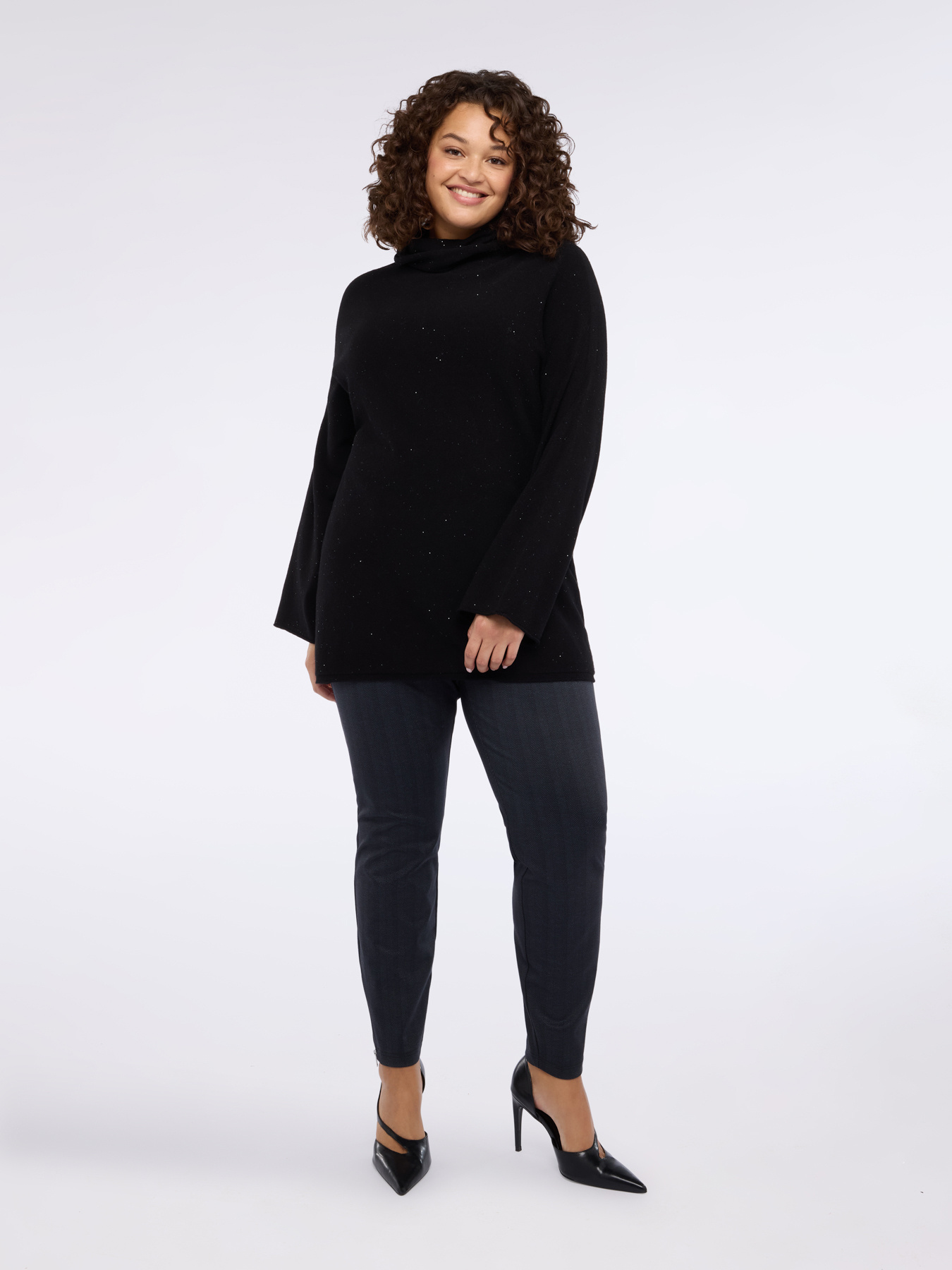 Turtleneck sweater with micro sequins image number 0