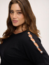 Boat neck sweater in viscose blend image number 3