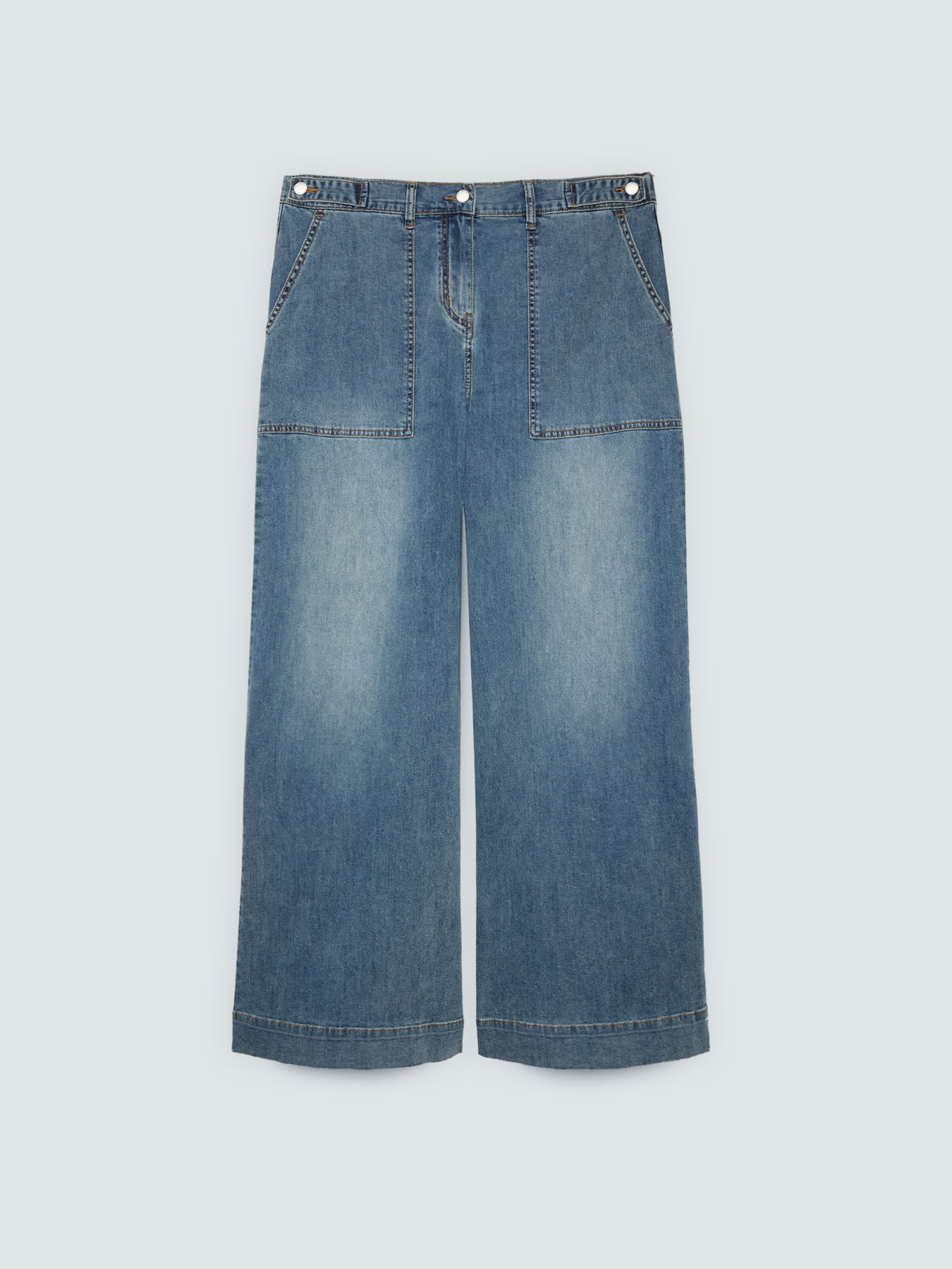 Jeans mit weitem Bein und Maxi-Taschen image number 4