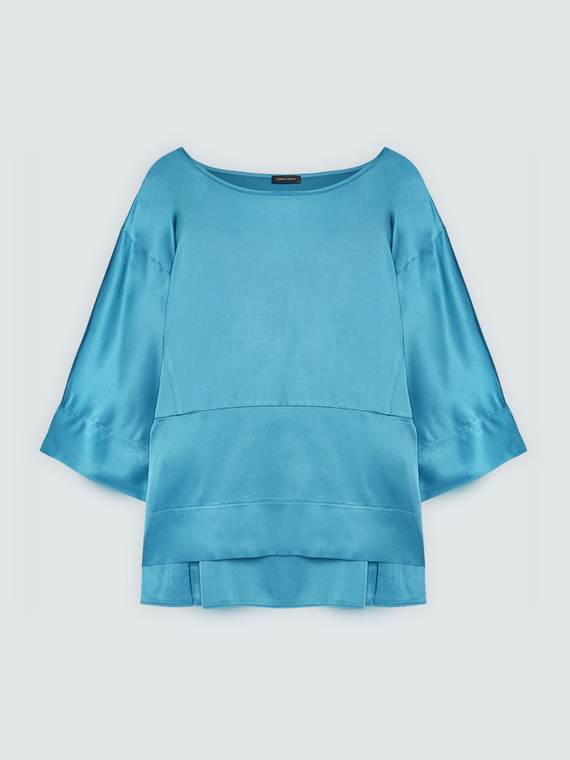 Satin blouse with boat neckline