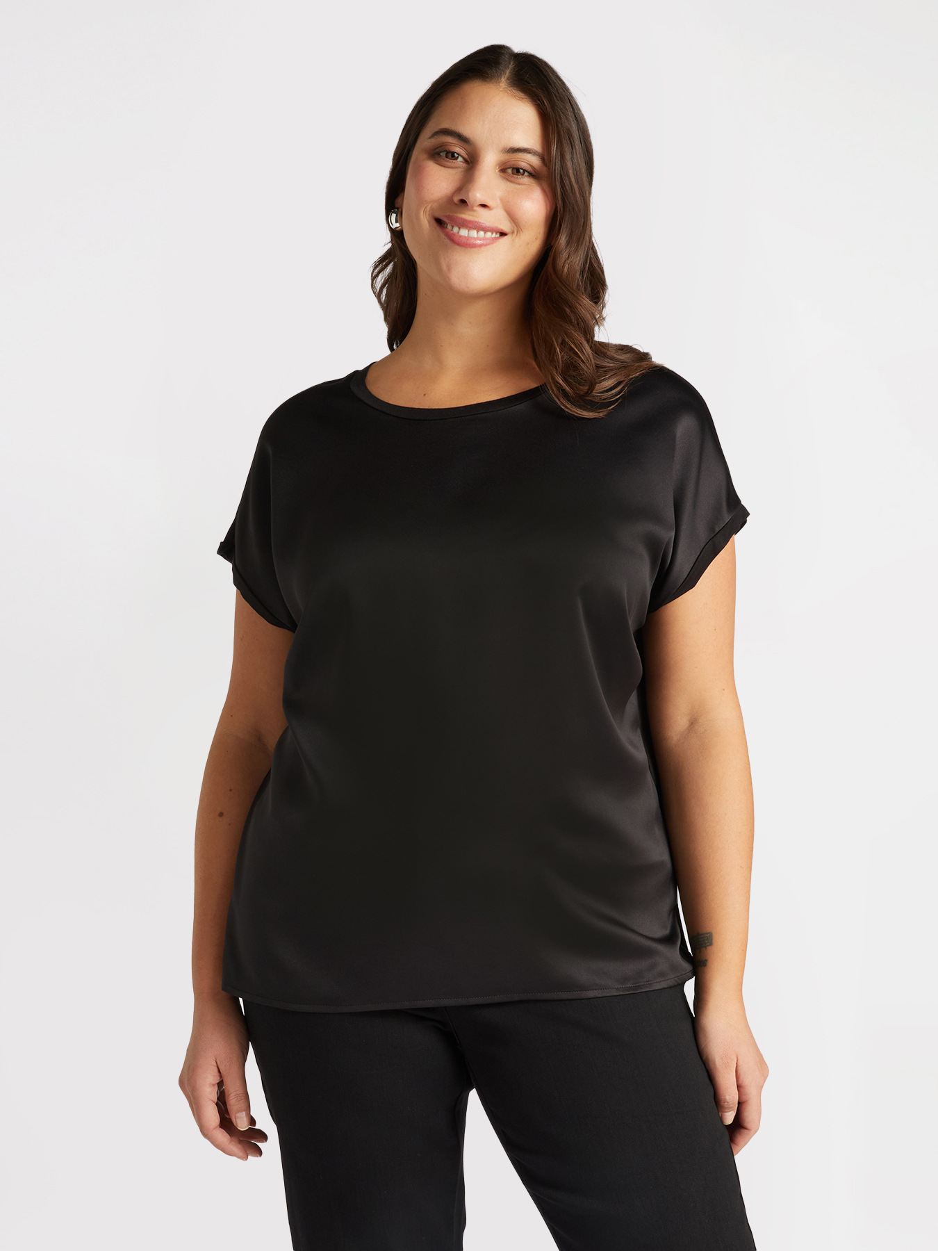 Blusa in raso e jersey image number 2