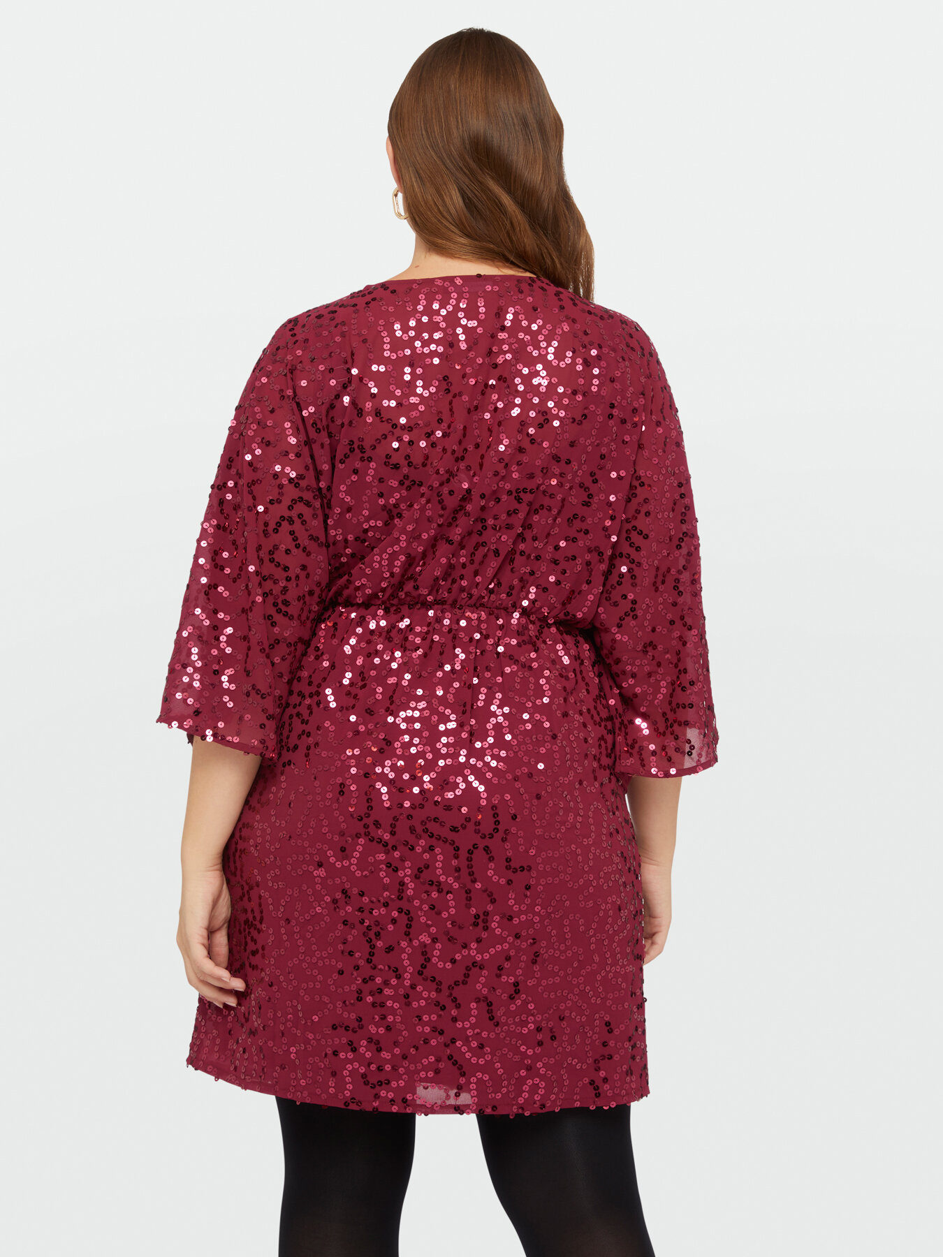 All over burgundy sequin dress image number 1