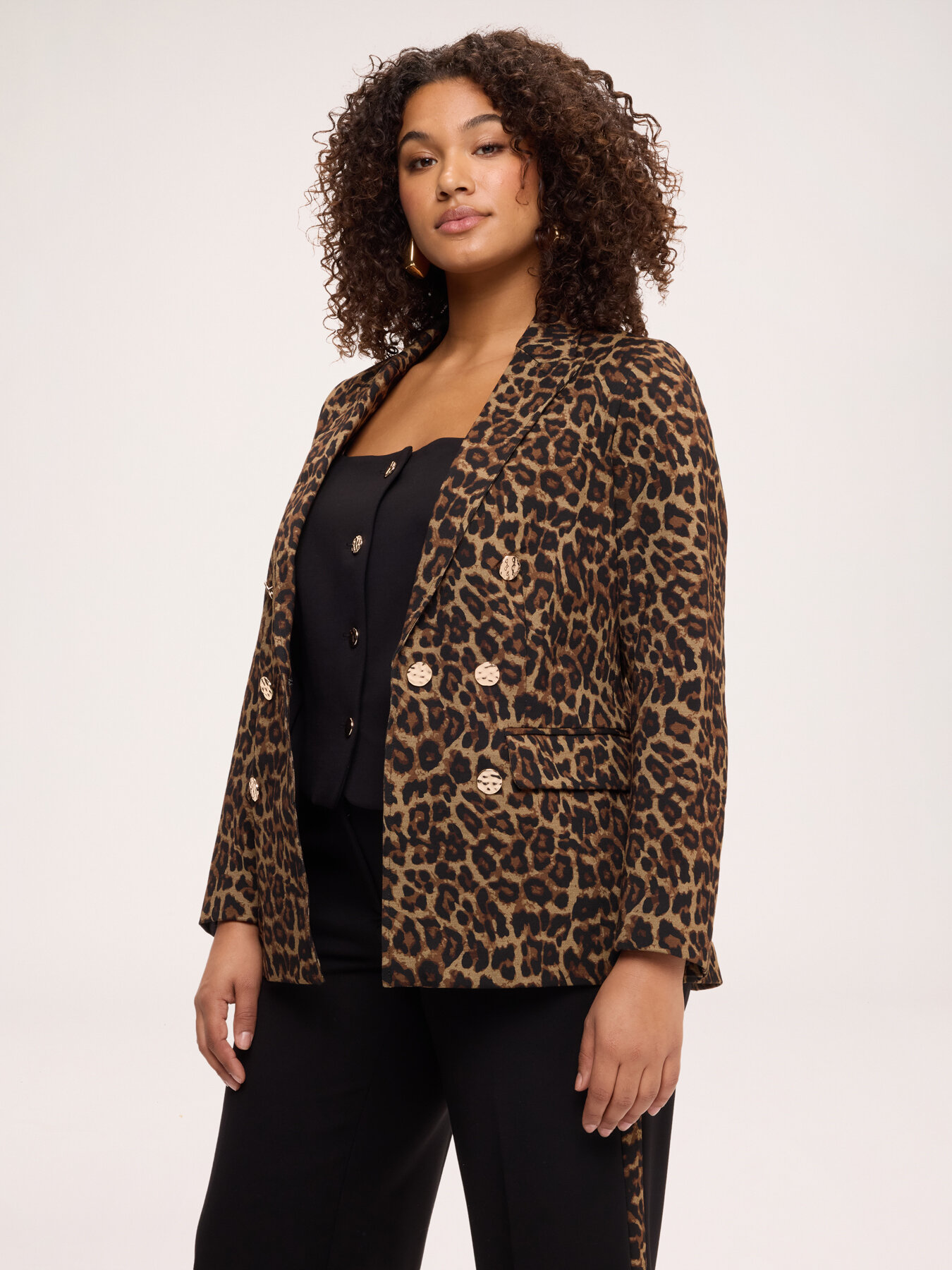 Doppelreihiger Blazer in Animalprint aus Milano-Strick image number 0