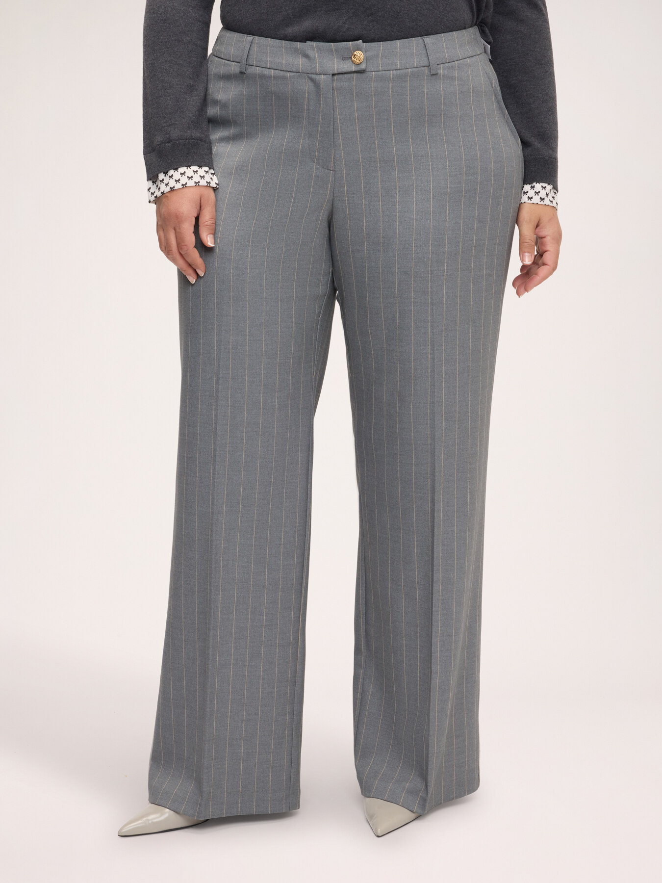 Pinstripe Wide Leg Trousers image number 0