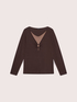 Two-material T-shirt with V-neck insert image number 4
