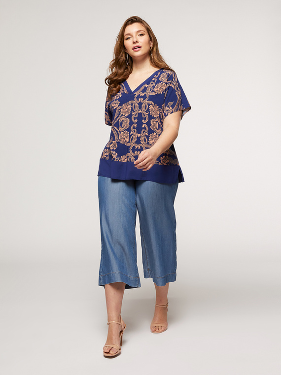 Fiorella Rubino Jeans cropped in tencel Donna