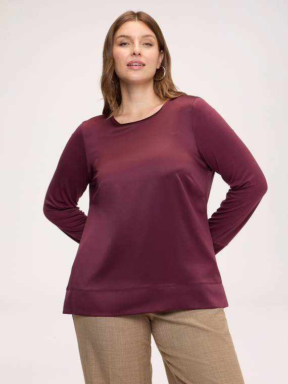 T-shirt bimati&egrave;re en satin et jersey