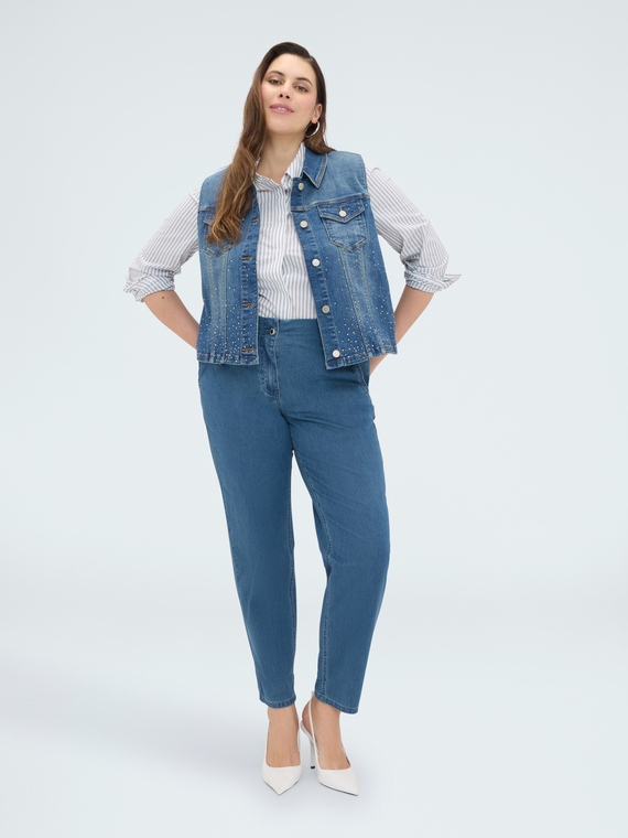 Balloon jeans in cotton blend denim
