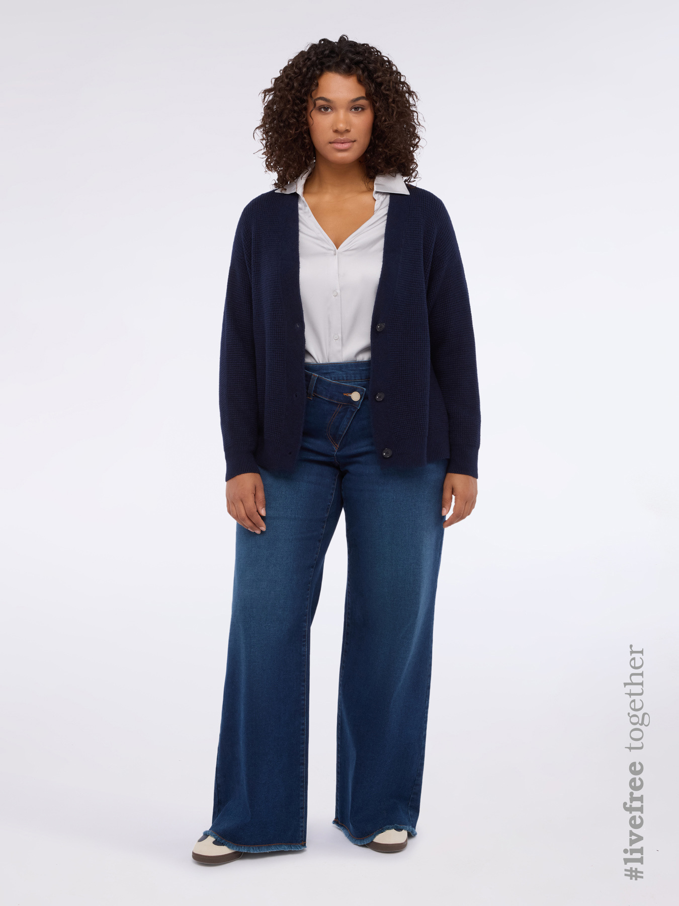 Jeans Wide Leg aus Denim mit asymmetrischem Verschluss image number 0
