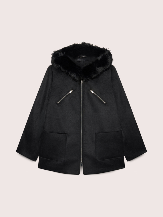 Parka aus Wolle mit Kapuze