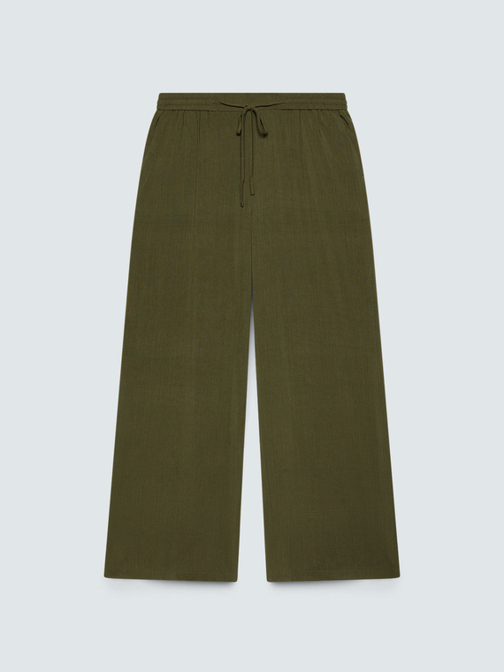 Pantalones Wide Leg con cord&oacute;n en la cintura