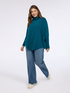 Turtleneck poncho sweater in viscose blend knit image number 3