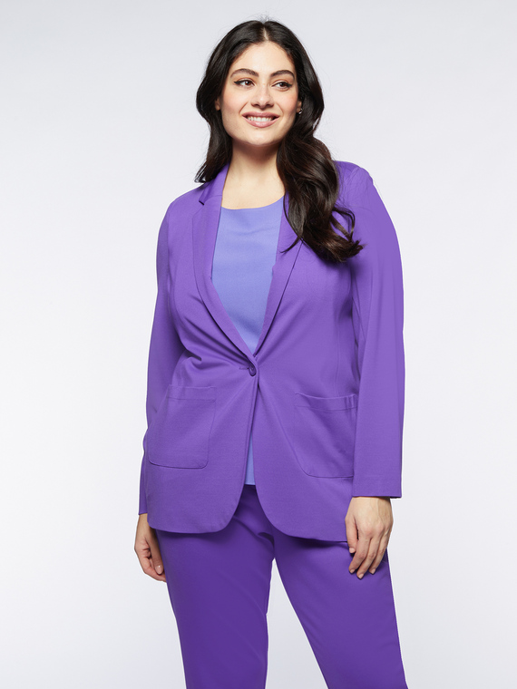 Fiorella Rubino - Blazer in punto Milano Donna, Viola Taglia: 47 (56 IT)