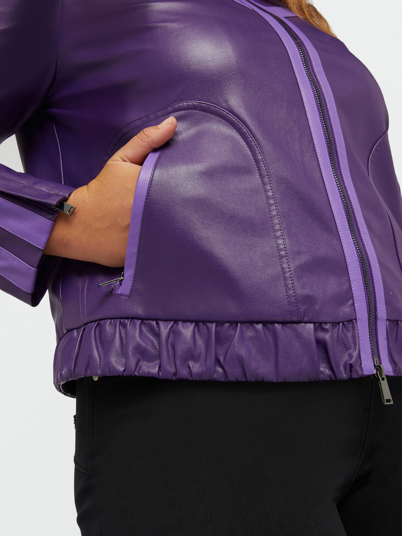 Chaqueta biker de dos colores image number 4