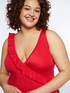 Red one-piece swimsuit with ruffles image number 3